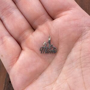 Vintage 925 Sterling Silver "#1 Mom" Love Mother Pendant Bracelet Charm